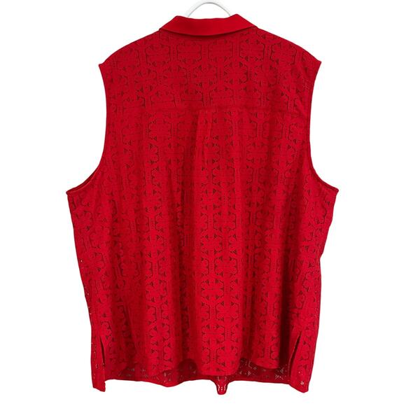The Limited Size 2X Red Lace Sleeveless Tunic Top Romantic Boho Cottagecore - Picture 7 of 11